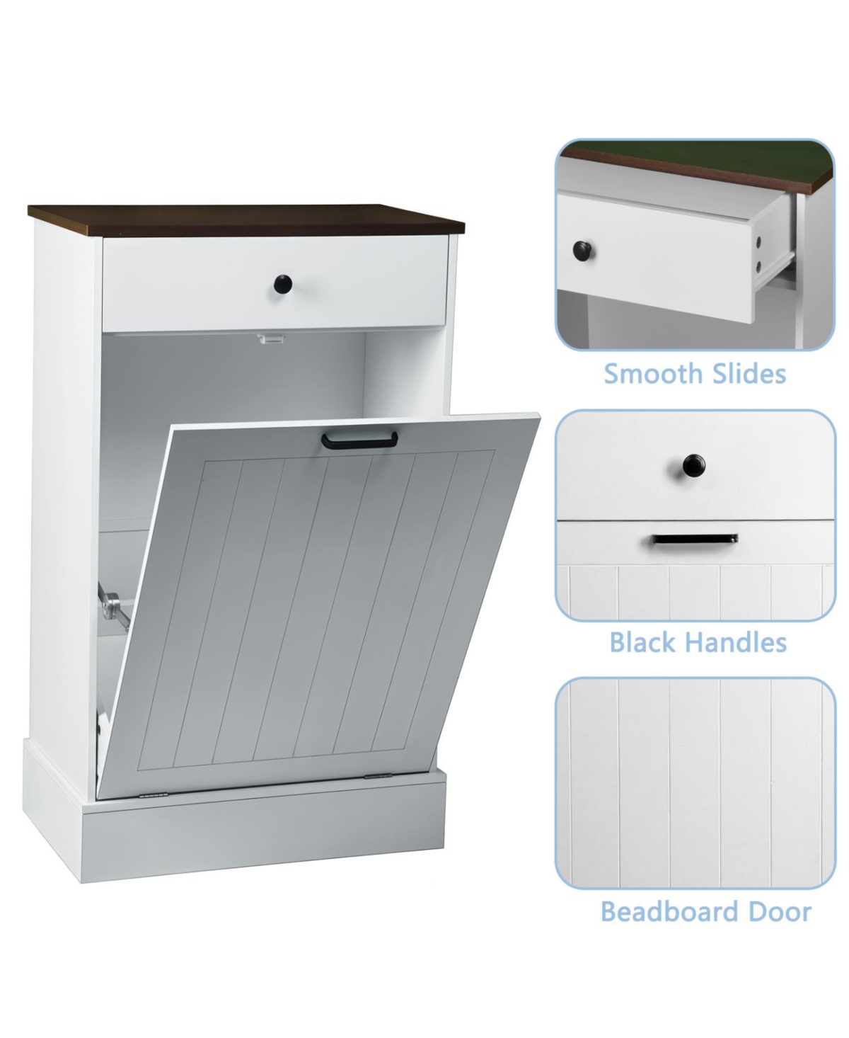 Streamdale Furniture Tilt Out Trash Can Cabinet with Drawer