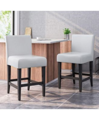 Streamdale Elegant Ivory Bonded Leather Counter Stools (Set of 2)