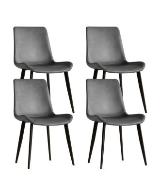 Streamdale Dining Chairs Set of 4, Modern PU Leather Metal Dining Chairs - Gray