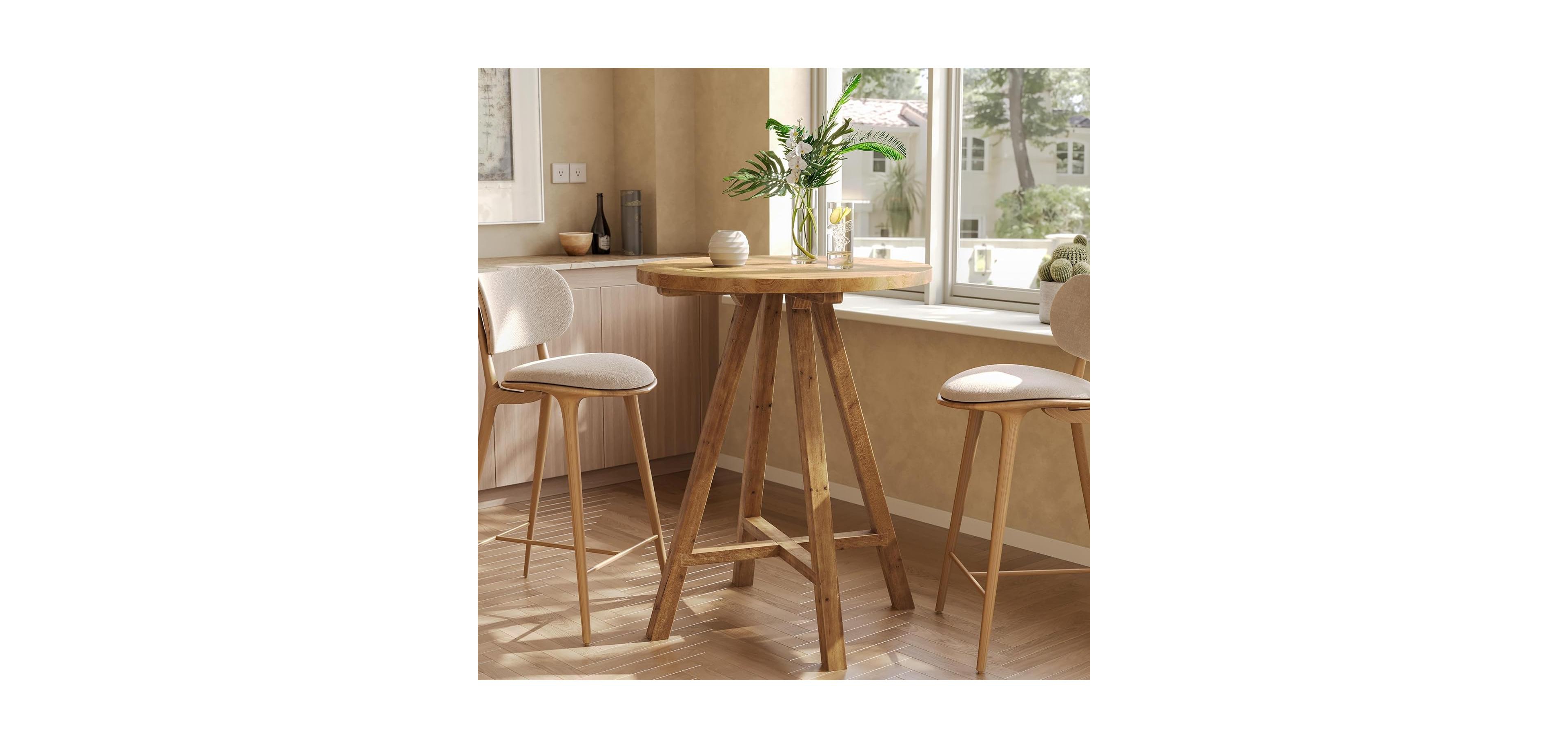 Tribesigns Solid Wood Bar Table, 31.5" Round Pub Bistro Table for Cafe, Dining Room, Kitchen, Living Room