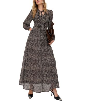 Women's Margot Ruffle Neck Spot Print Maxi Dress
