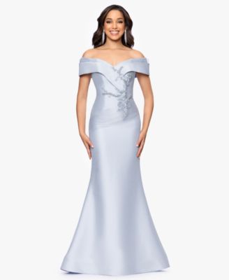 Petite Off-the-Shoulder Fit & Flare Gown