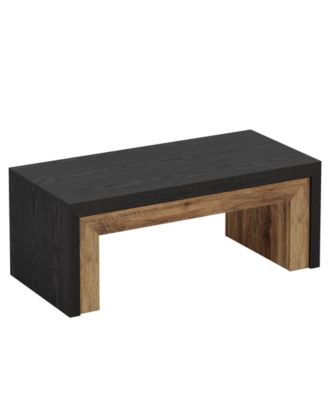 Farmhouse Coffee Table for Living Room, Mid-Century Modern Coffee Table with Sturdy Base