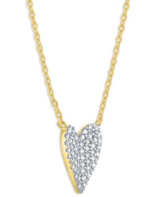 Pave Heart Diamond Pendant Necklace (1/6 ct. t.w.) in 14k Yellow Gold Over Sterling Silver