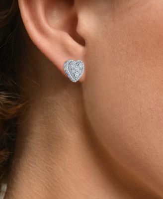 Heart Diamond Earrings (1/4 ct. t.w.) in Sterling Silver
