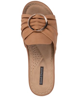 Women's Isola Floral Rosette Wedge Sandals