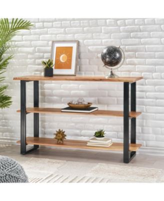 Modern Industrial Acacia Wood Media Console