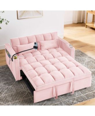55" Versatile Foldable Sofa Bed with USB Port, Ashtray, and Phone Stand