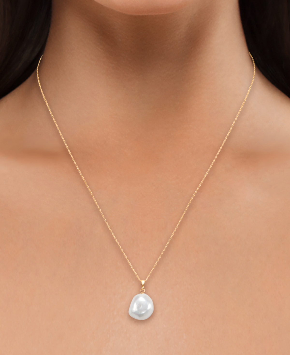 Macy's Freshwater Pearl Pendant Necklace in 10k Yellow Gold