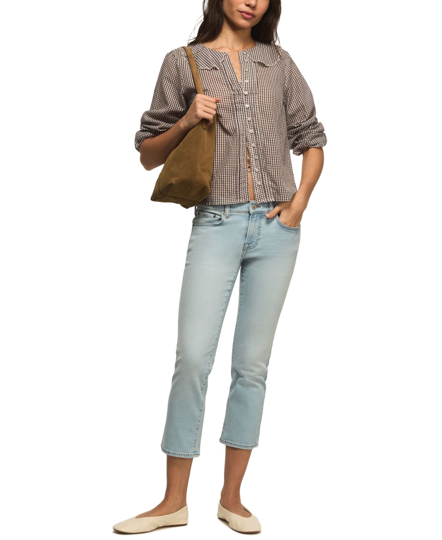 Женские джинсы Lucky Brand Sweet Mid-Rise Capri, цвет: Синий пляжный варёный — фото 2