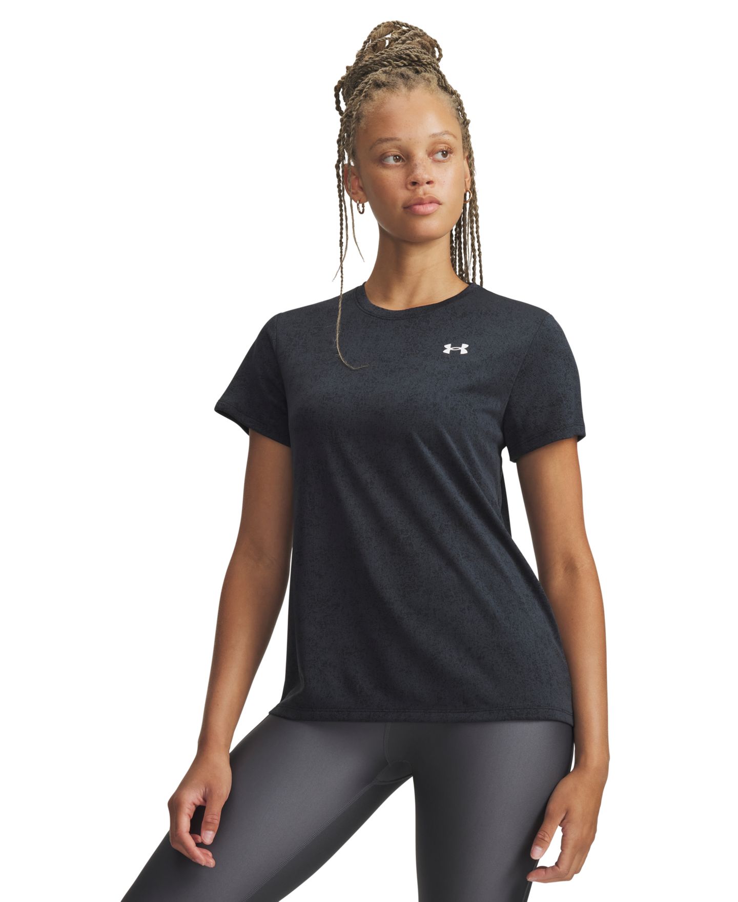 Женский топ Under Armour Tech Pixelate с коротким рукавом, цвет: Чёрный / Белый — фото 1