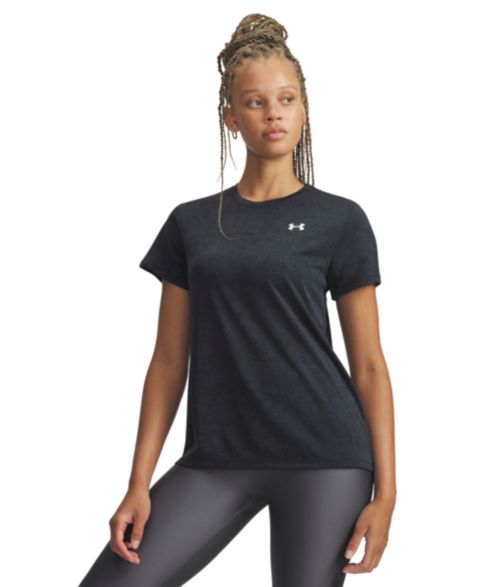 Женский топ Under Armour Tech Pixelate с коротким рукавом, цвет: Чёрный / Белый