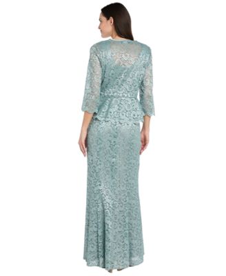 Petite 2-Pc. Metallic-Lace Gown & Jacket Set