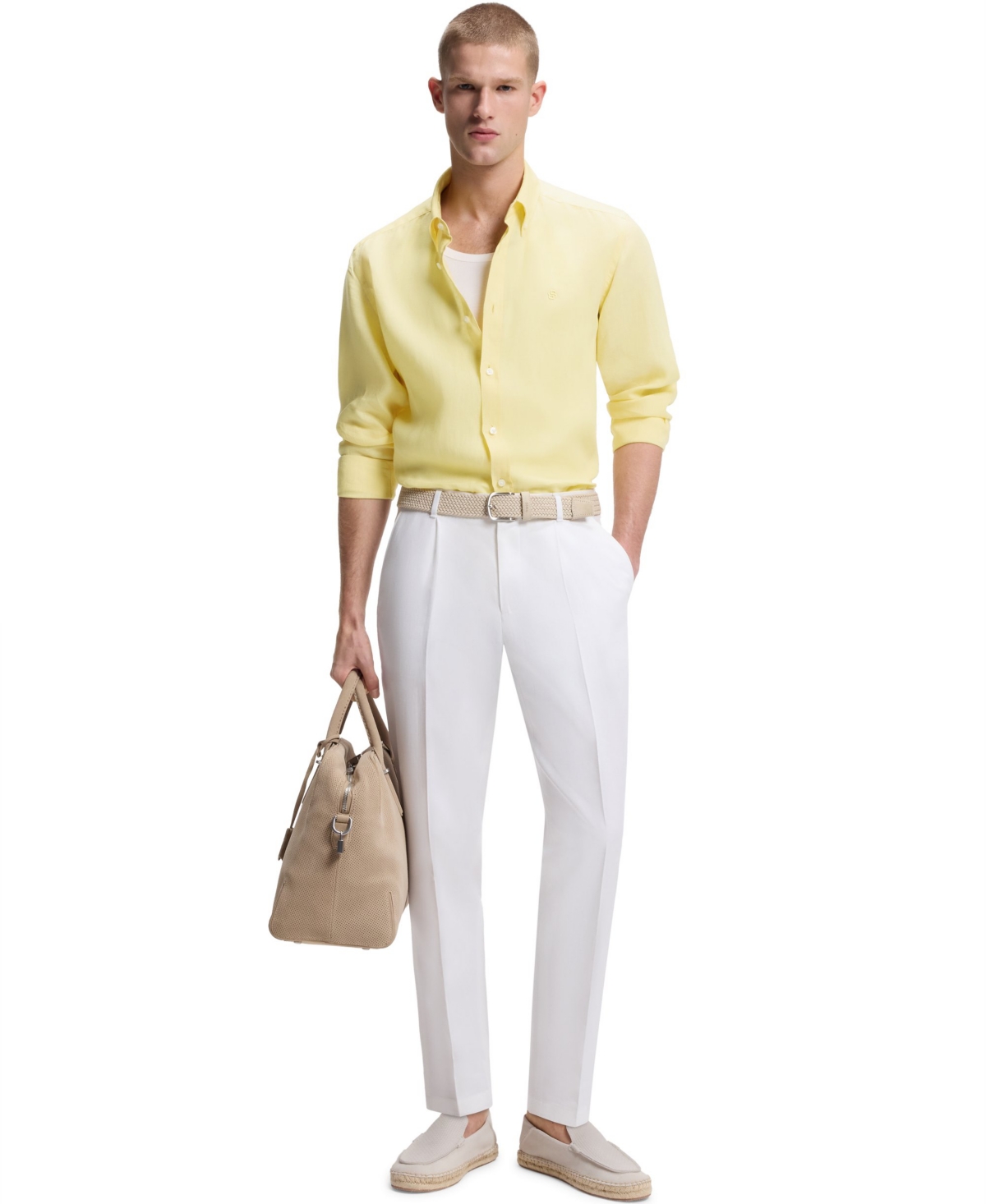 Boss by Hugo Men's Regular-Fit Button-Down Linen Dress Shirt