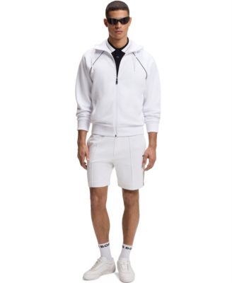Men's Cotton-Blend Piping Detail Zip-Up Hoodie