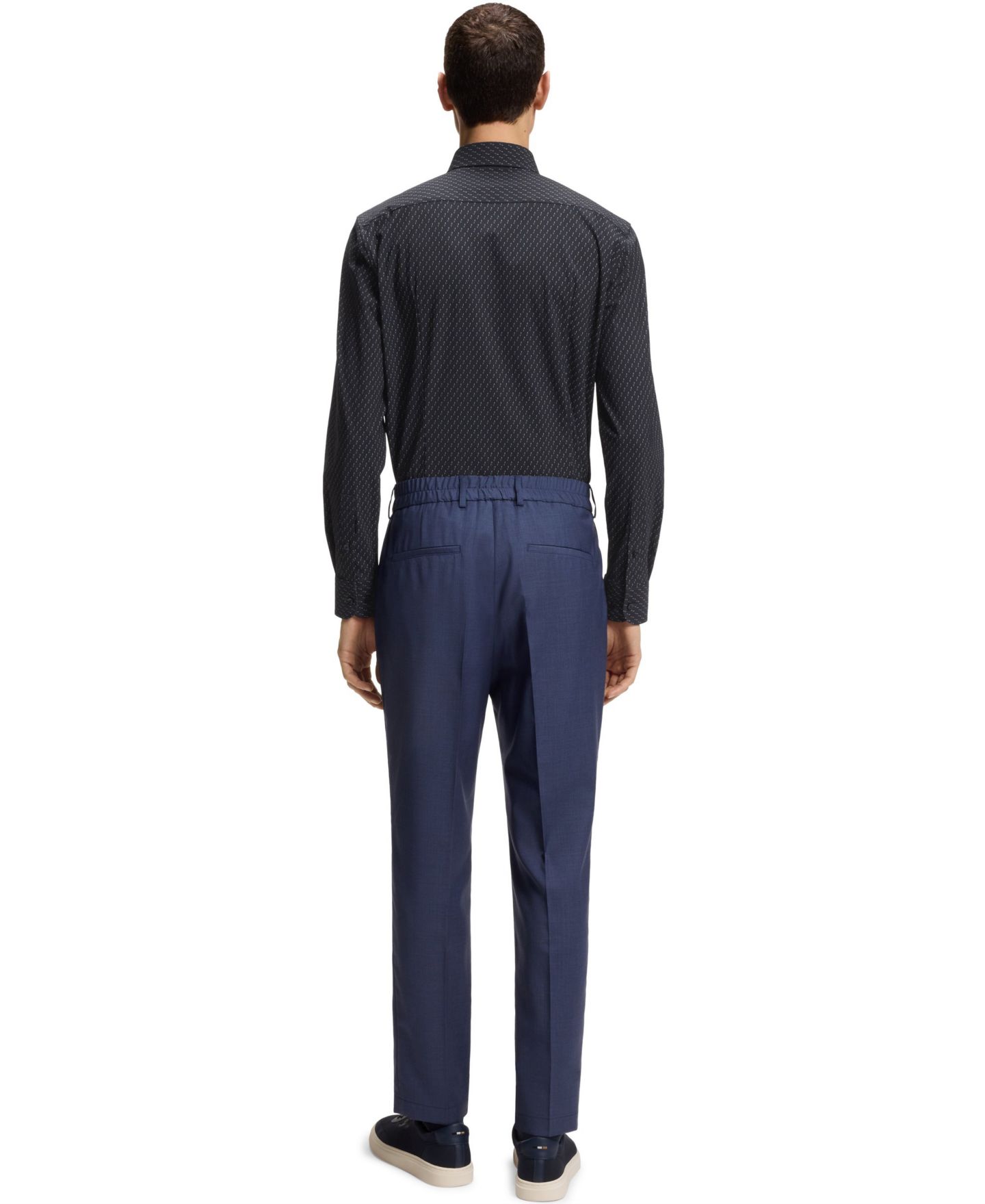 Мужская рубашка Hugo Boss Performance-Stretch Slim-Fit Dress Shirt, цвет: Тёмный синий — фото 2