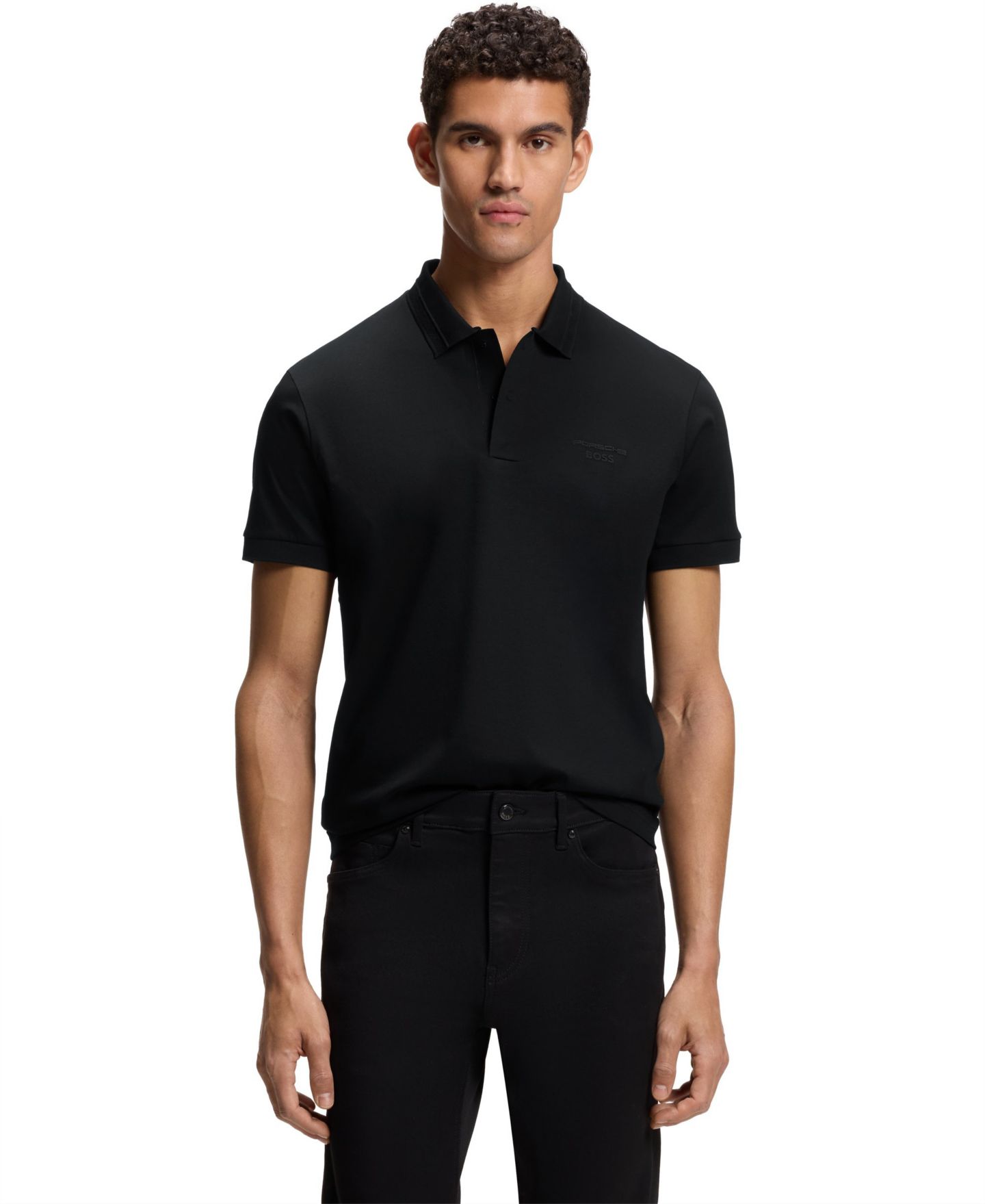 Мужское поло Hugo Boss BOSS x Porsche Mercerized Cotton Polo Shirt, цвет: Чёрный — фото 1
