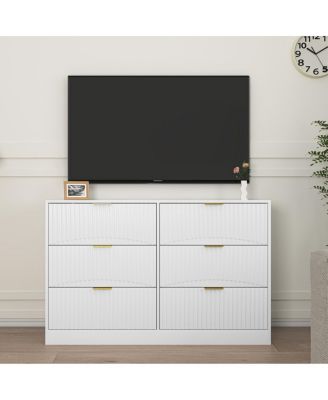Modern 6-Drawer Dresser with Wavy Pattern Panels