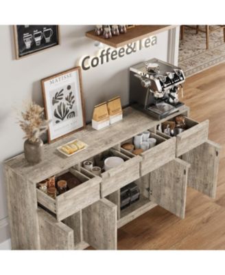 62.4" Sideboard Buffet Cabinet with 4 Drawers, Large Modern Coffee Bar Storage Cabinet