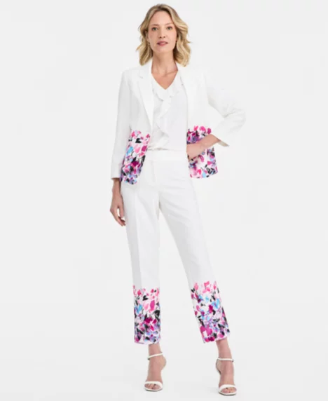 Women's Ava Straight Ankle Pants, Regular & Petite - Lily White Multi