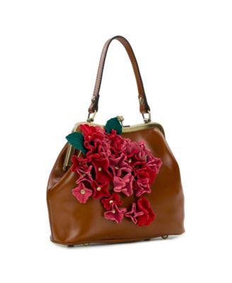Laureana Small Leather Hydrangea Embellishment Frame Satchel Bag