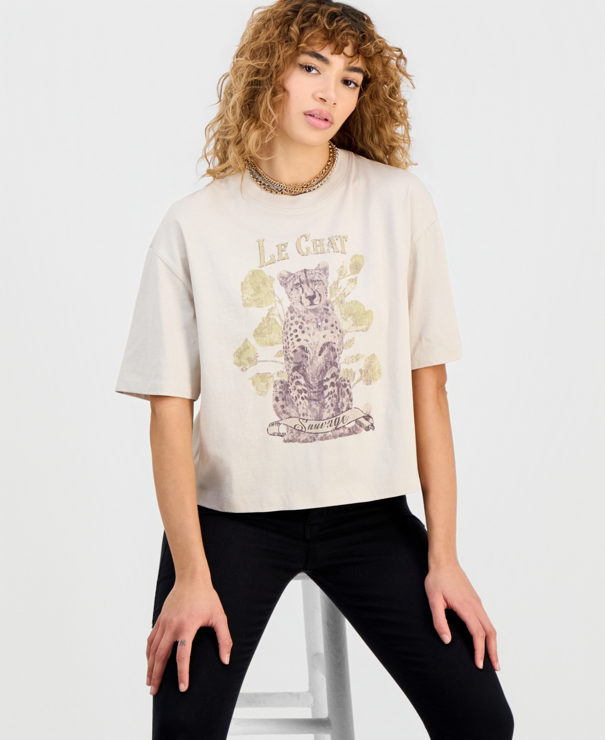 Guess Women's Cotton Le Chat Graphic T-Shirt