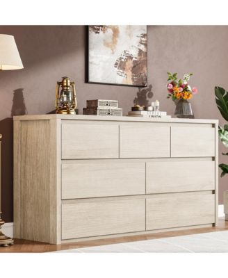 7-Drawer Dresser for Bedroom, Wide Handle-Free Wooden Chest of Drawers