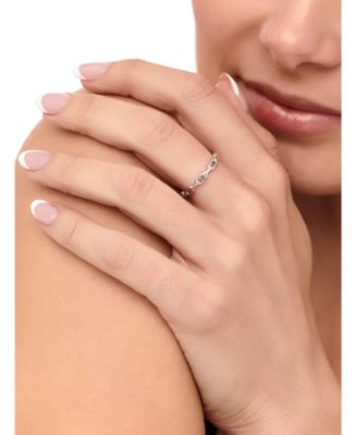 Cable Link Ring in Rhodium Plated Sterling Silver