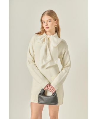 Women's Detachable Bow Knit Dress