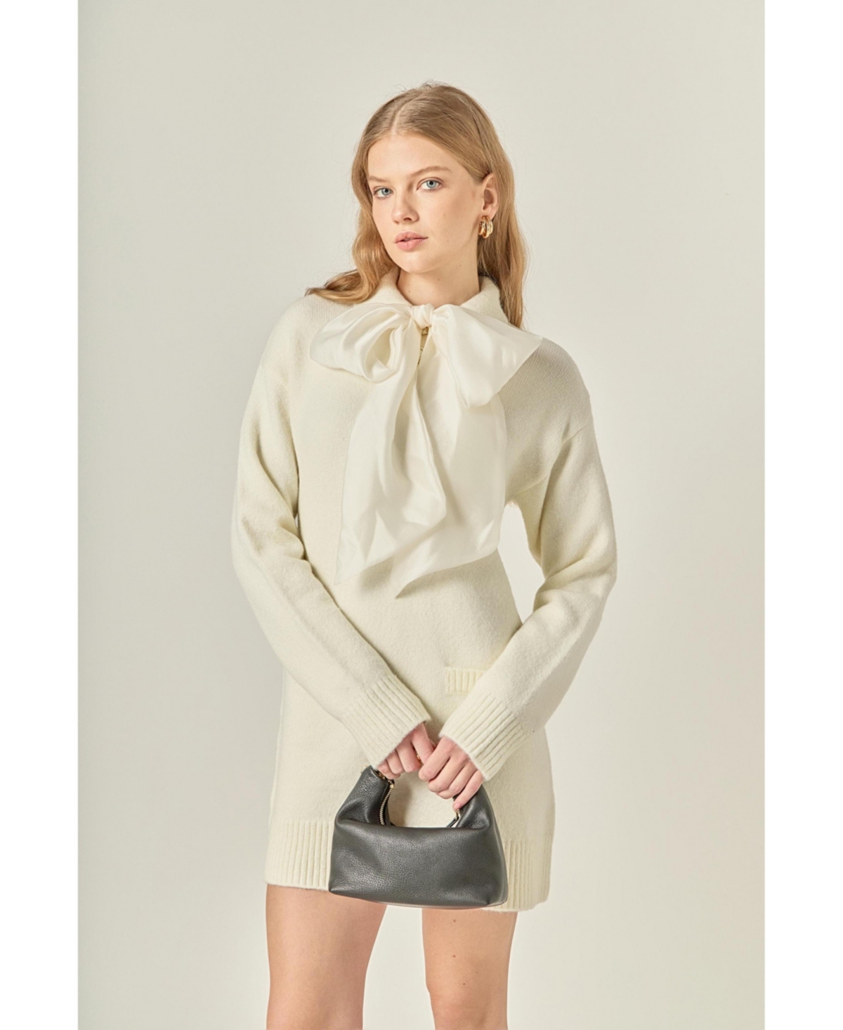 English Factory Women's Detachable Bow Knit Dress