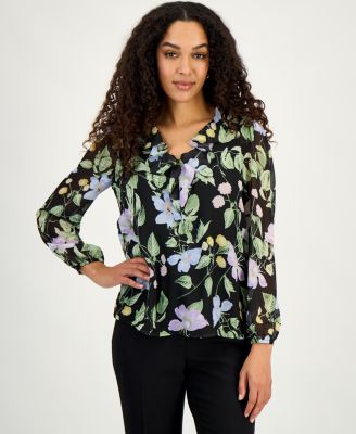 Women's Ruffle-Trim V-Neck Blouse