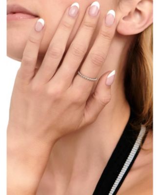 Beaded Ball Ring in Rhodium Plated Sterling Silver, Size 6