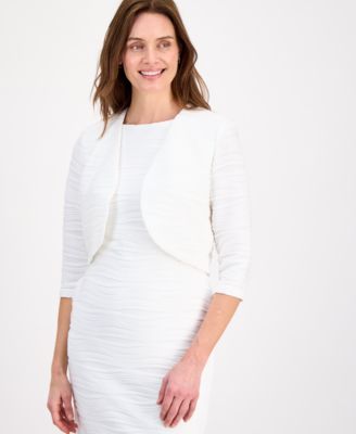 Women's Wave Knit 3/4-Sleeve Shrug, Regular & Petite