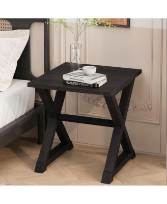  Black Square Accent End Side Table Nightstand 22x23.5x23.5 in