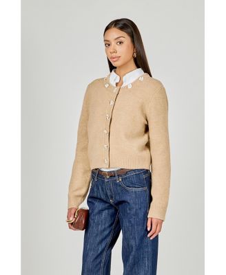 Women's Floral Button Knit Cardigan