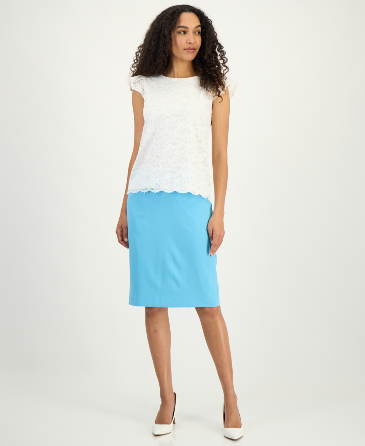 Kasper Women's Lace Flutter-Sleeve Top, Regular & Petite