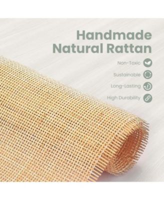 47" Rattan Buffet Sideboard Cabinet, Boho Credenza with Drawers and Doors for Living Room, Brown