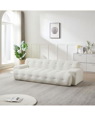Streamdale Minimalist Button-Tufted Square Arm Three-Seater Sofa