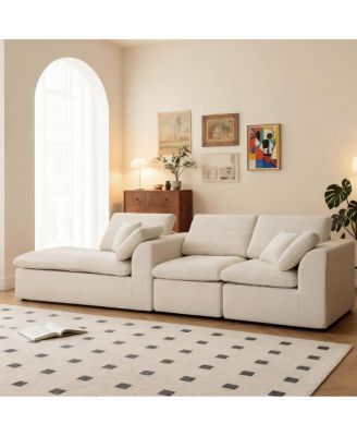 Modern L-Shaped Sectional Sofa with Chaise Lounge, Corduroy Couch