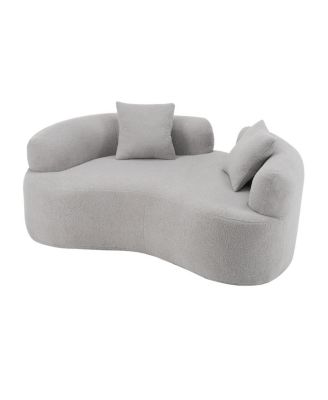 Curved Loveseat Sofa - Teddy Velvet, No-Assembly, 350 lbs Capacity