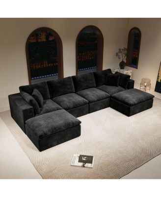 Modular Upholstered Corduroy Sectional Sofa