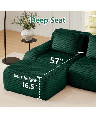 82" L-Shaped Flannelette Modular Sectional Sofa with Movable Ottoman