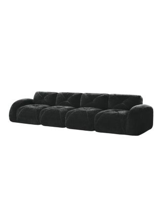  Soft Velvet Boneless Sofa, Ergonomic, No Assembly, Black