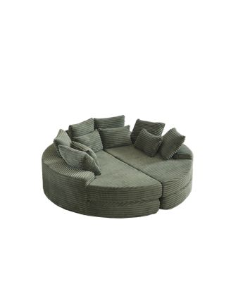 Corduroy Oversized Recliner, Converts to 2 Recliners, Sofa Bed, Neck Pillow