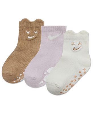 Baby Girls' Gripper Socks, 3-Pack