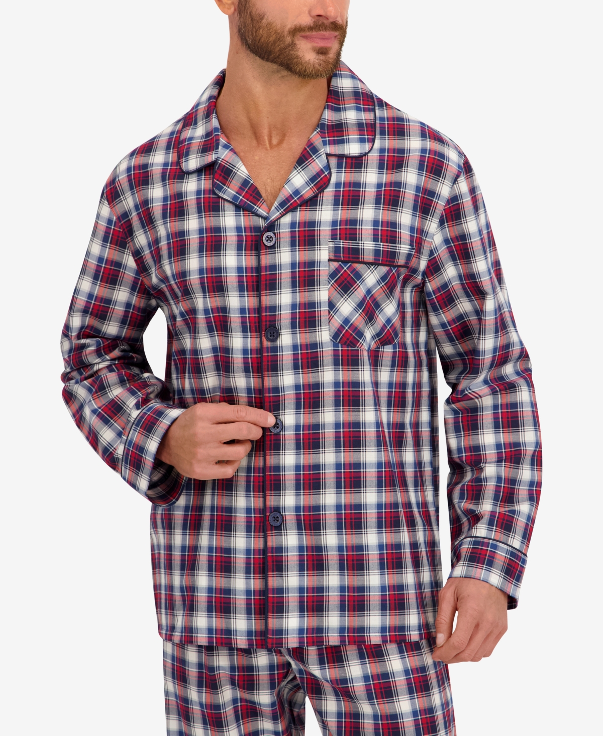 Hanes Men's Woven Button Down Pajama Sleep Set