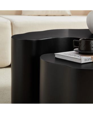  Unique Shape MDF Coffee Table set of 2, No Assembly Required