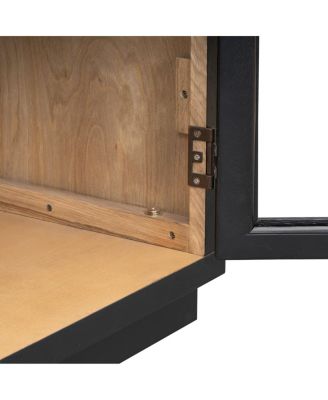  4-Door Large Storage Sideboard Buffet Cabinet with Glass Doors (Black