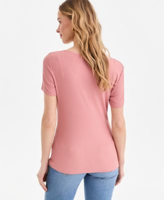 Women's Short Sleeve Asymmetric-Neck Top