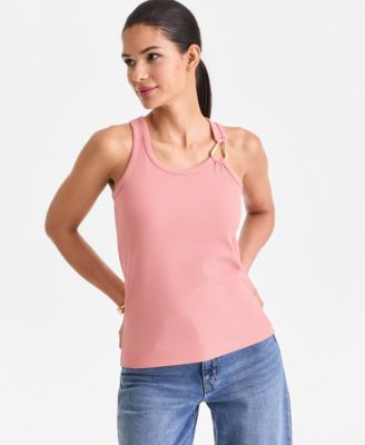 Women's Rib Knit Hardware-Trim Tank Top